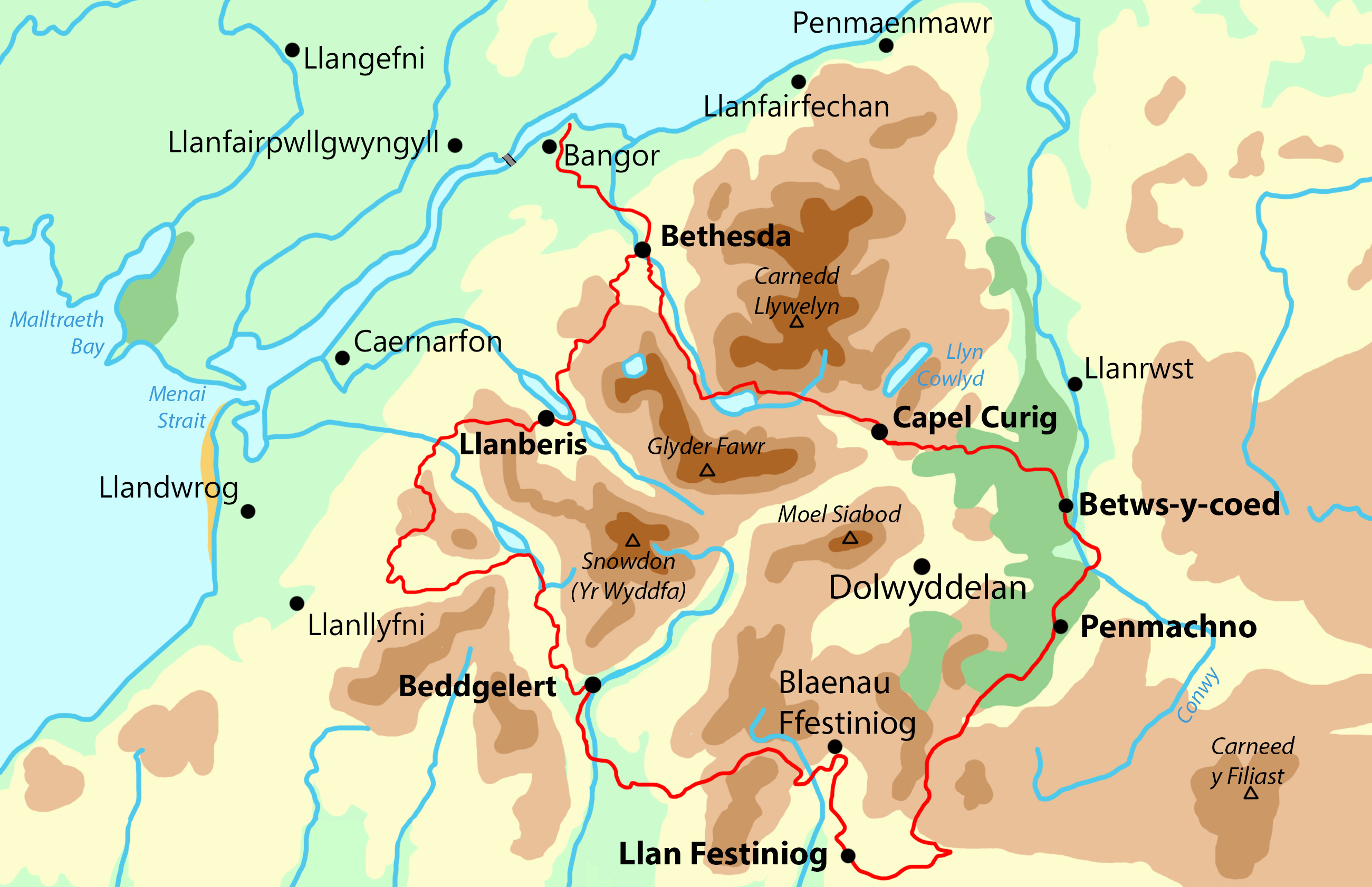 Snowdonia Slate Trail map